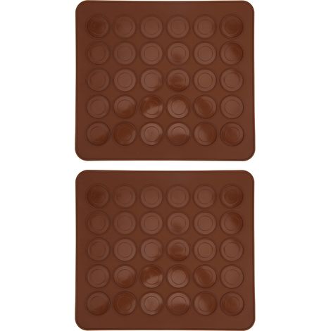Lot de 2 tapis de cuisson antiadhésifs en silicone à 30 trous pour macarons, accessoire de cuisine. (1/5)