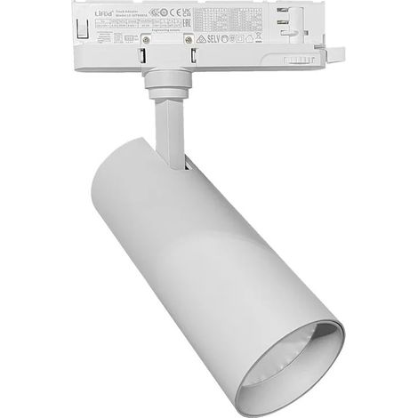 Faretto LED per Binario Trifase 30W Osram 2700 Lumen Fascio 30° IP20 Alluminio Bianco Luce Naturale 4000K Non Dimmerabile