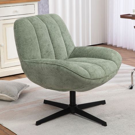 Fauteuil pivotant 73x75x79 cm en tissu vert clair - VELTIS