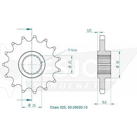 Pignon - 525 - 15 Dents - Made in Germany