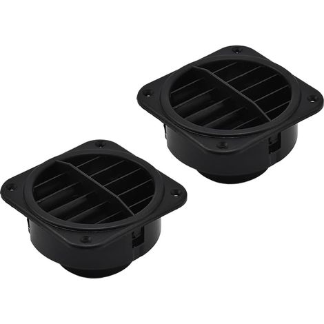 1 paire de prises d'air chaudes, rotatives noires, pour chauffage de voiture, bus, camping-car (carré, 60 mm) (1/5)