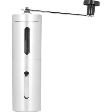 Moulin à café manuel portable avec broyeur à manivelle pour grains de café et poivre, argenté (1/5)