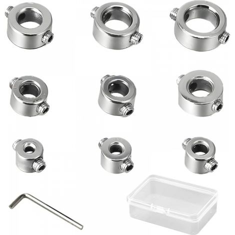 9 Pieces Butée de Profondeur, Foret Profondeur Butée Anneau Colliers D'arrêt de Profondeur Bagues de Serrage Anneau (1/5)