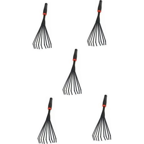 5 Pièces Outillage de Jardin Outils de Jardin kit de Jardinage désherbage cultivateur Jardin Pelle râteaux de Jardin pour pelouses râteaux pour Le Jardinage Caoutchouc Black (1/5)