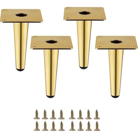 Pieds de meubles en métal doré, robustes et droits, pieds de remplacement modernes pour armoire, canapé, chaise, lot de 4 (doré, 10,2 cm) (1/5)