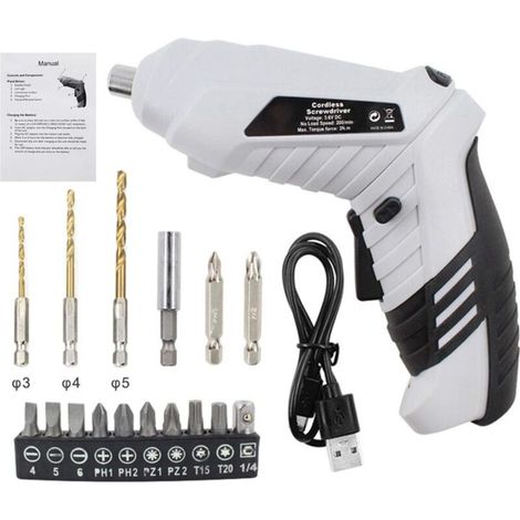 Mini tournevis sans fil électrique sans fil, kit de tournevis électrique avec lumière LED, batterie rechargeable conçue