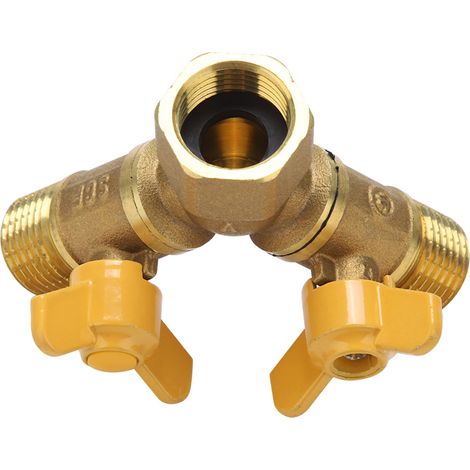 Adaptateur Double Robinet Laiton G1/2 pour Arrosage Jardin, Connexion Double Prise Tuyau (1/5)