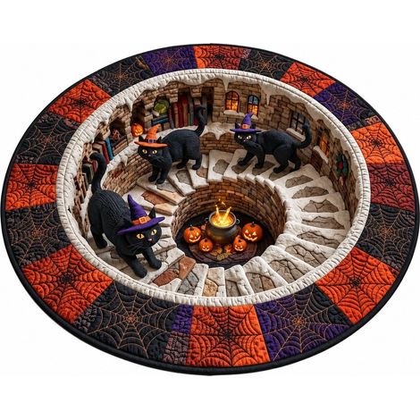 Tapis de sol rond Halloween, velours cristal, doux et lavable, cosplay, salon/chambre, commande personnalisée - Style 6 (1/5)