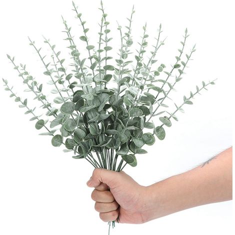 Feuilles D'Eucalyptus Artificielles - 20 Pièces - Tige 38 Cm - Pour Composition Florale, Centre De Table, Bouquet De Mariage, Décoration Intérieure - Plastique (1/5)