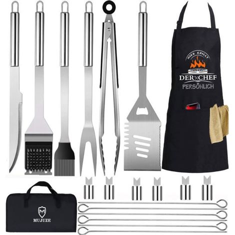 20 Pcs Accessoire Barbecue,Kit Barbecue,Ustensiles Barbecue en Ensemble de Gril en Acier Inoxydable Très épais,Ensemble Barbecue (1/5)