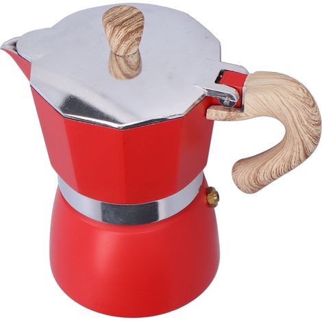 150-ml-Kaffeekanne, Mokka-Kaffeebereiter für Gas- und Ethanolherde, Rot (1/5)
