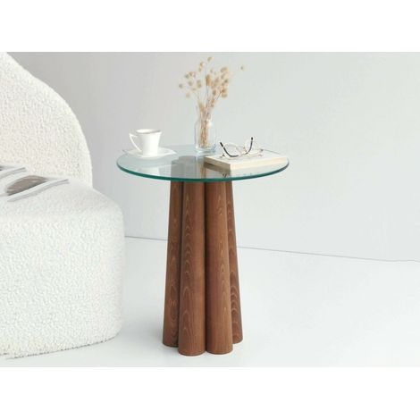 Dmora - Tavolino da salotto Brasilia, Tavolo basso da caffè, Portariviste per divano, Ripiano da soggiorno, 45x50h50 cm, Noce (1/5)