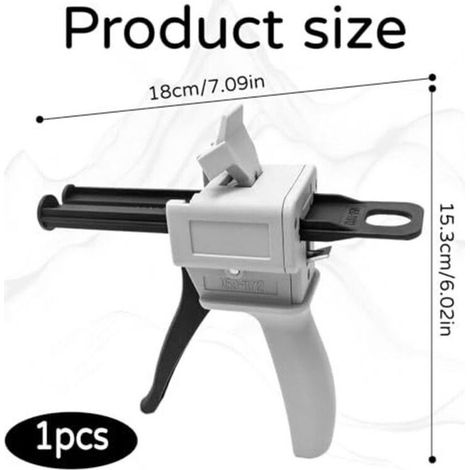 Poignée pour pistolet à colle époxy 50 ml, adhésif mélangé, doseur d'adhésif ratio 1:1/2:1, pistolet à colle époxy, pistolet à colle bi-composant, pistolet à pression, pistolet à cartouche, distribute (1/5)