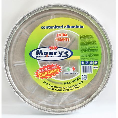 MAURY'S CONTENITORE PER ALIMENTI IN ALLUMINIO PIZZA GRANDE 5PZ EXTRA PESANTE