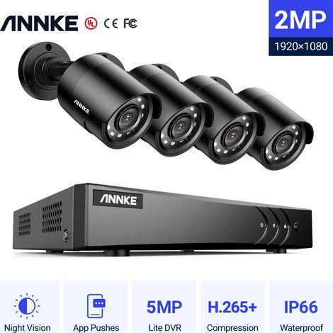ANNKE 1080P HD IP66 Waterproof TVI Bullet Security Camera 3K H.265+ 5 in 1 Video Surveillance Security System 4Camera
