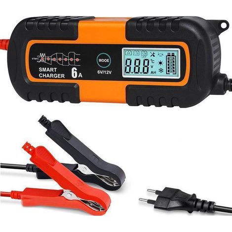 1 unité Chargeur Batterie 6V/12V/12,8V, 6A avec Fonction Réparation, Affichage Numérique, pour Voitures et Motocyclettes
