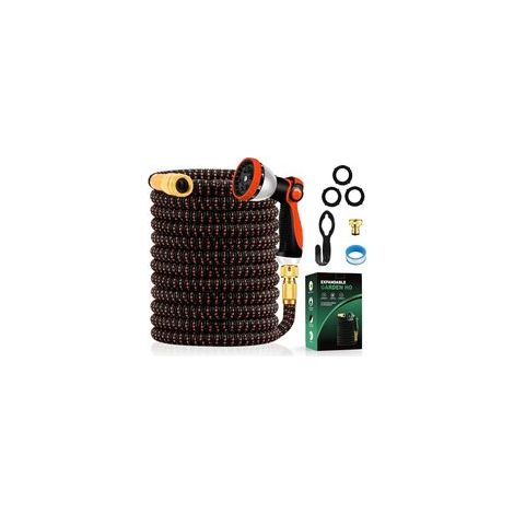 Tuyau d'Arrosage Extensible 30m/100Ft avec 10 Modèles de Pulvérisation Convient aux Robinets de 1/2" et 3/4" Raccords en Métal Durables pour Jardin, Arrosage, Nettoyage (1/4)
