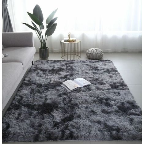 Tapis de salon Shaggy - 160 x 230 cm - Gris foncé - Polypropylène doux - Antidérapant (SKU produit : 95210285 SKU Offre : lehuamwj1180) (1/4)