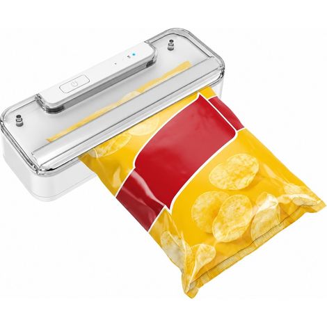 Mini scelleuse de sacs, scelleuse thermique rechargeable pour sachets de snacks en plastique, portable, utilisable au réfrigérateur, blanche (1/5)