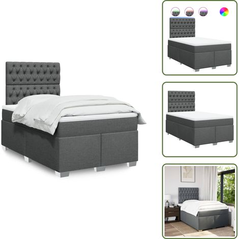 Sommier à lattes de lit avec matelas Gris foncé 120x200cm Tissu - Sommier À Lattes De Lit - Sommiers À Lattes De Lit - Lit - Meuble De Chambre À Coucher (1/5)