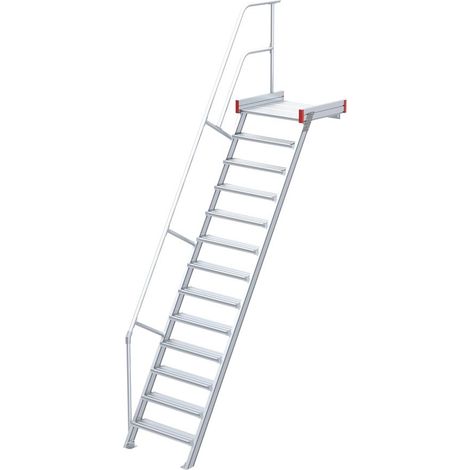 Euroline 511 Podesttreppe 60° 800mm Stufenbreite 13 Stufen Alu gerieft