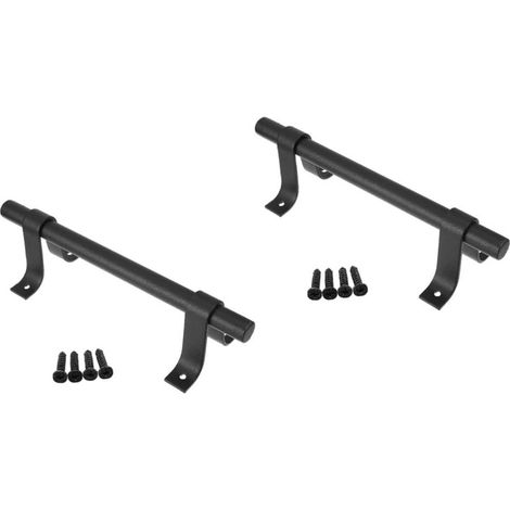 Lot de 2 poignées de porte de grange, boutons de tiroir, poignée de porte industrielle, poignée de porte en fonte, boutons de porte d'armoire, poignée de porte de garage (200 x 14 mm) (1/4)