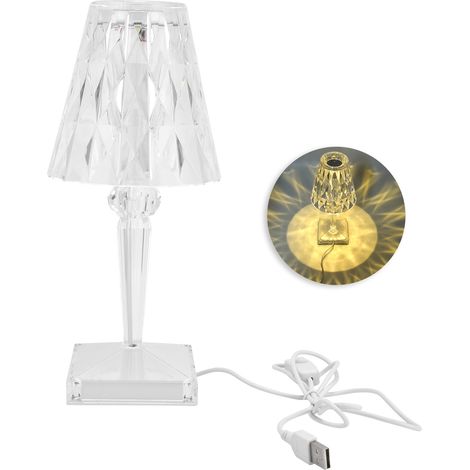 Kristall-Tischleuchte mit hochhellem Lampenschirm, energiesparendem USB-Anschluss für Wohnzimmer/Restaurant – warmes Licht (1/5)