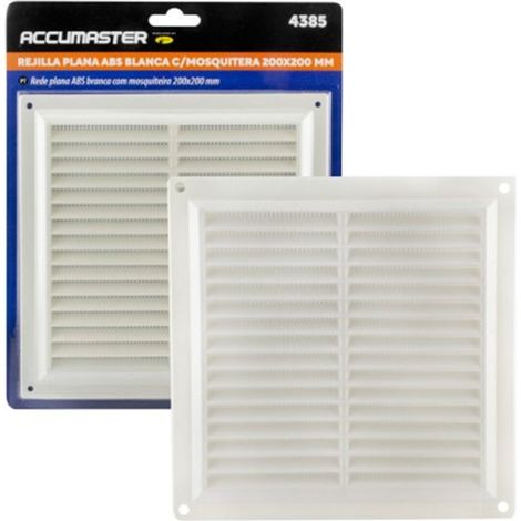 Grille plate en ABS blanc avec moustiquaire 170x170mm ou 200x200mm