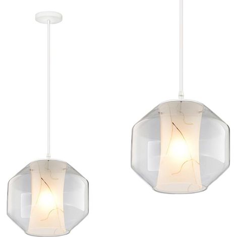 LAMPE SUSPENDUE APP908-1CP BLANCHE MARBRE 1-POINTS DE LUMIÈRE E27 22X22X15CM (1/5)