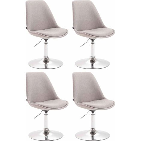 Set di 4 sedie da pranzo girevoli con altezza regolabile rivestimento in tessuto grigio e gambe a tromba in metallo cromato 100008530
