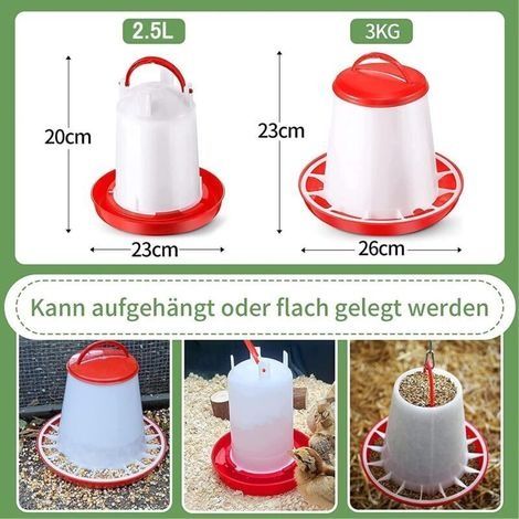 Futter- und Tränkeset für Geflügel, 3 kg, 2,5 l, für rote und weiße Küken (1/3)
