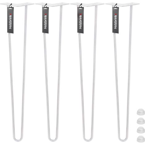 Holzbrink – Pied de table en acier thermolaqué – Hauteur 72 cm – Tiges Hairpin 12 mm – Couleur blanc signalisation – Installation facile - HLT-13A-72-9016