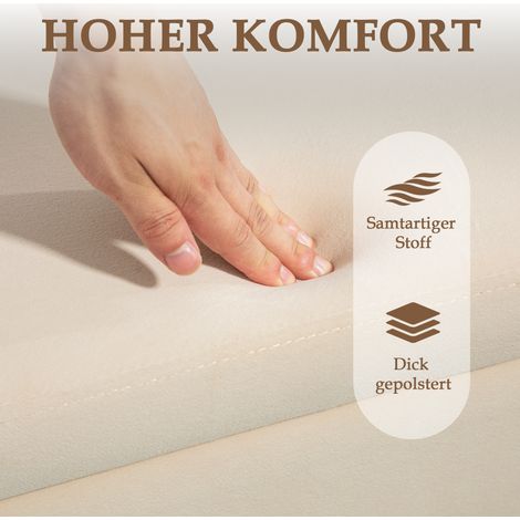 Banque rembourrée avec espace de rangement, coffre banquette, mousse, métal, bois d'hévéa, 100 x 40 x 42 cm, Beige (1/4)