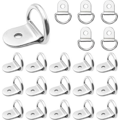 20 Pièces Anneau D'arrimage, Anneau Arrimage Remorque, Crochet Arrimage Solide en Forme de D en Acier Inoxydable, Traction Anneaux de Montage pour Remorque Camions Bateaux Autos (1/5)
