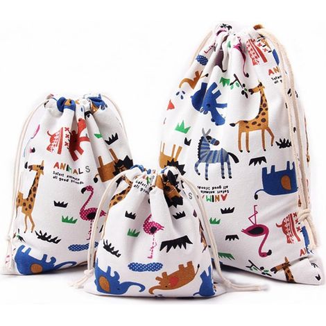 Sac en toile avec cordon de serrage 3 pièces (animal)-Fei Yu