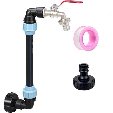1 Kit robinet, col de cygne, adaptateur S60x6, filetage 3/4'', cuve IBC 1000 L, jardin (1/5)