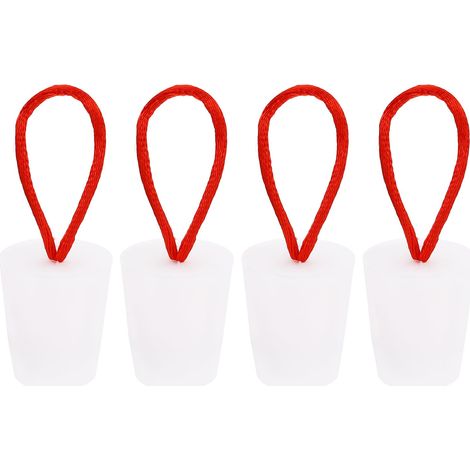 Caoutchouc Conique Bouchon 17 à 23mm Solide Baignoire Bonde Bouchon avec Poignée pour Test Tubes, Eau Tuyau, Drainage Trou, Blanc 4 Pièces (1/5)