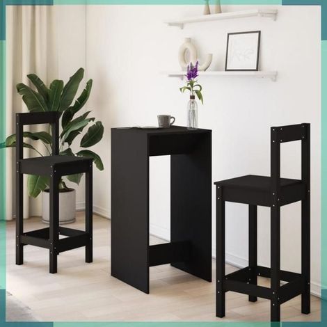 854419 Table de bar noir 51x50x103,5 cm bois d'ingénierie (1/5)
