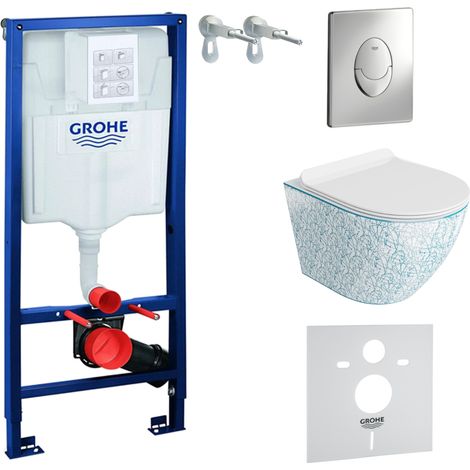 GROHE WC Set mit Vorwandelement, Wand-WC und Spülknopf (1/5)