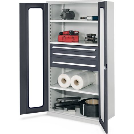 Kappes Schwerlastschränke ohne Mitteltrennwand 1950x1000x600mm Modell 46 Sichtfenstertüren anthrazitgrau