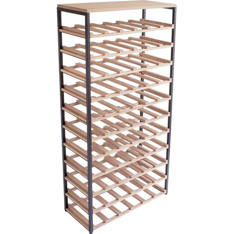 Range-bouteilles 66 bouteilles en métal et bois 58 x 25 x 121 cm (1/5)