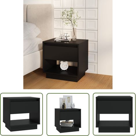 The Living Store Nachttisch Schwarz 45x34x44 cm Holzwerkstoff - Nachttisch - Beistelltisch - Wohnzimmer Dekoration - Holzmöbel - Schwarz (1/5)