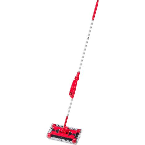 Aspirateur balai sans câble balai électrique sol tapis nettoyage carrelage 126 cm, rouge/argent (1/5)