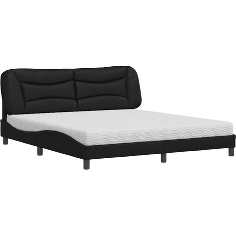 vidaXL Letto con Materasso Hvar Nero 180x200 cm in Similpelle (1/5)