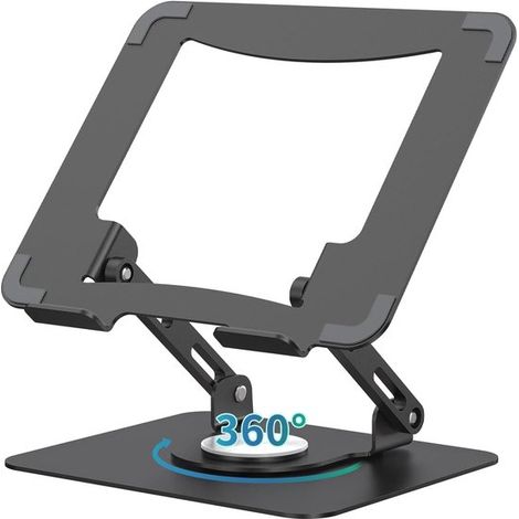 Supporto per laptop girevole a 360° regolabile - Supporto per laptop pieghevole in metallo - Altezza regolabile - Adatto per laptop da 10 a 15,6 pollici - Nero (1/5)