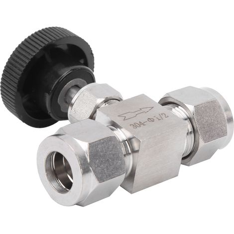 Vanne à pointe inox 304 à 2 voies, régulation de débit haute pression pour eau, gaz et liquide, Φ1/2 (1/5)
