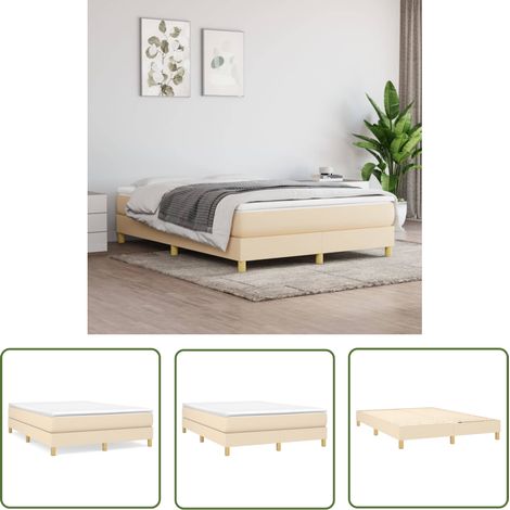 The Living Store Boxspringbett mit Matratze Creme 140x200 cm Stoff - Boxspringbett - Doppelbett - Cremefarbenes Bett - Bettenrahmen - Matratze (1/5)