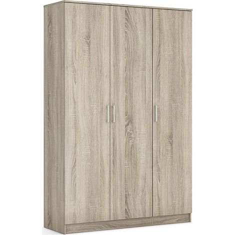 Kleiderschrank REY 3-türig in Sonoma-Eiche – 120 x 180 x 50 cm