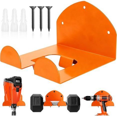 Support mural pour débroussailleuses, support de porte, porte débroussailleuse mural, crochet mural orange pour travaux de taille et de bordure, outils de jardinage électriques et garages. (1/5)