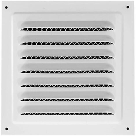 1 Piece Metal Vent Grille, 25 x 25cm, Square Soffit Air Vent, Built-in Mesh Screen, Bathroom Ducts, White (1/5)